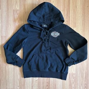 Harley-Davidson Black Hoodie with Pink Logo